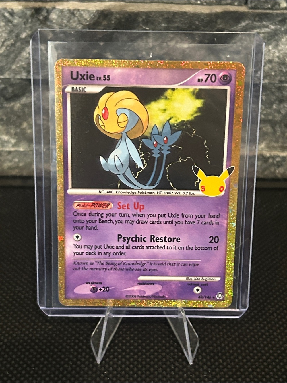 Pokemon Uxie 43/146 30th Anniversary Classic Collection Holo STAMPED M/NM